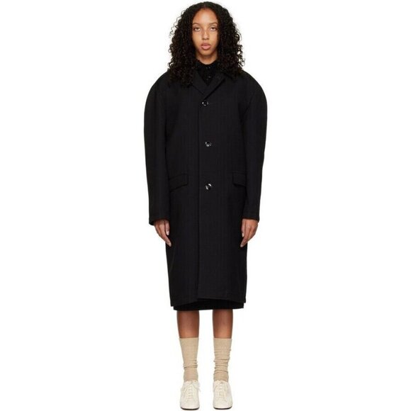 Lemaire Crombie Coat Size M Black Cotton Wool Blend Unisex NWT - Picture 16 of 16